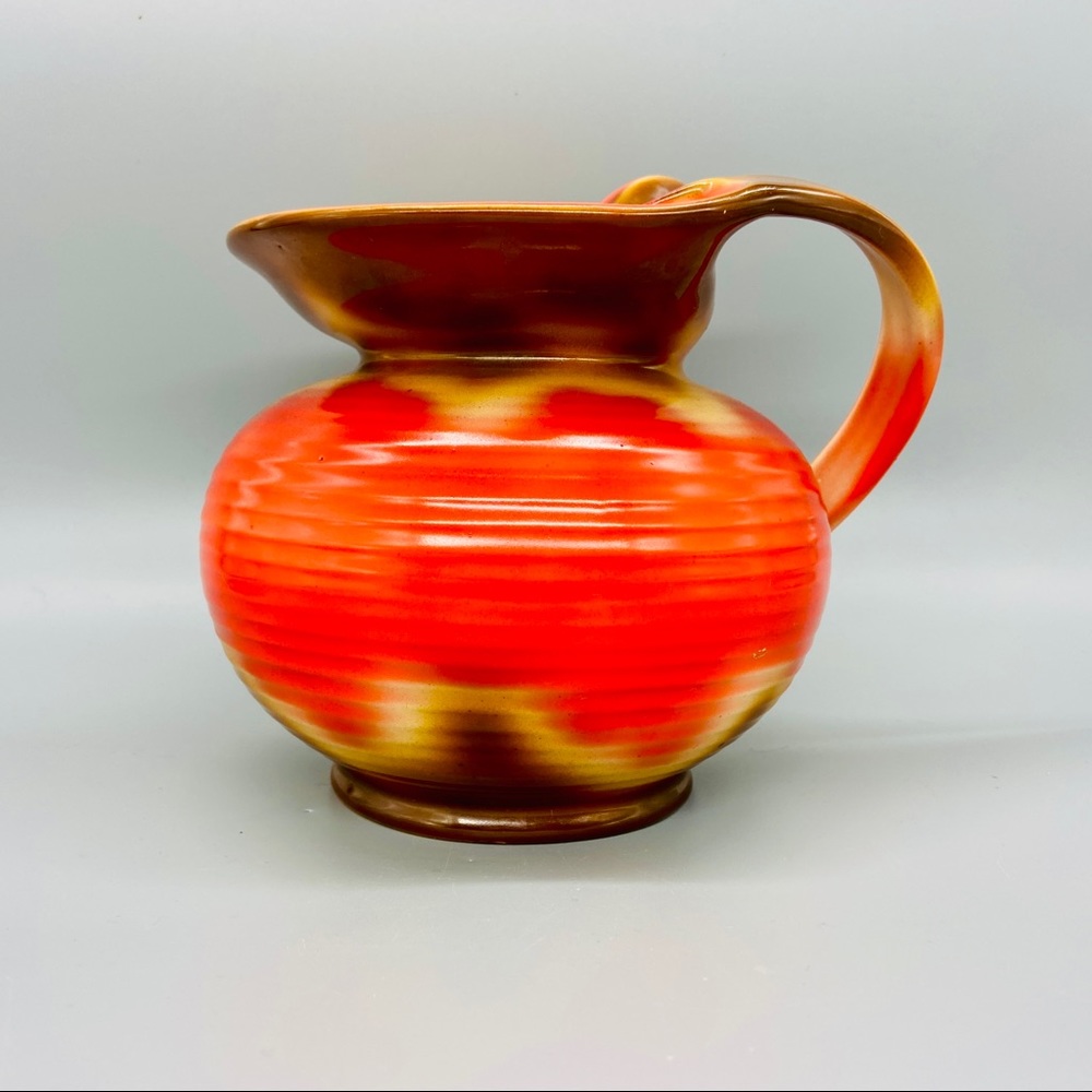 Antique Bohemian Pottery Art Deco Pitcher Water Jug